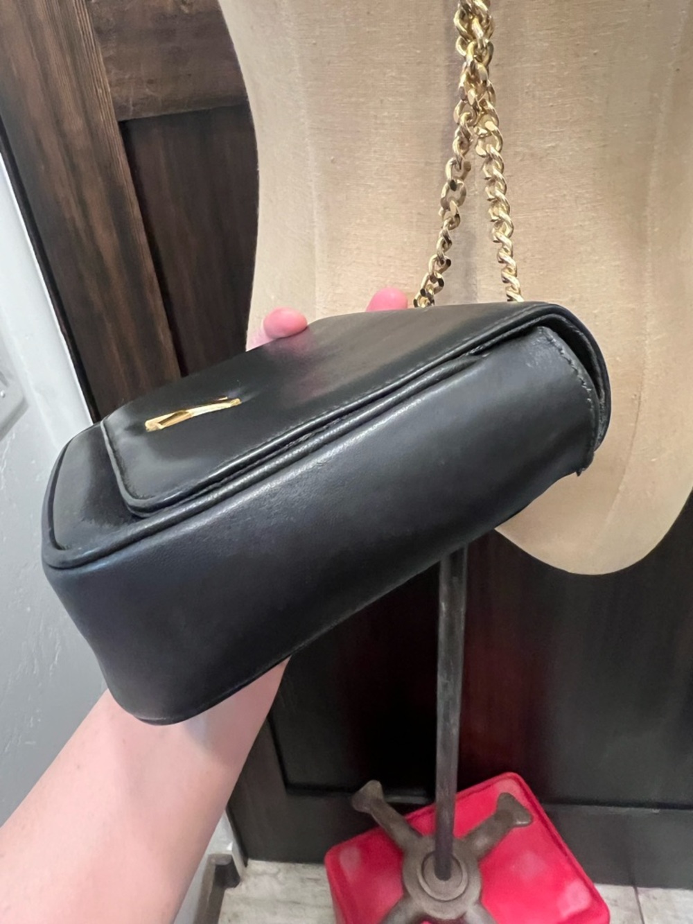 Paloma Picasso Black Leather Crossbody with Gold Chain and 'X' Accent - Picture 8 of 11